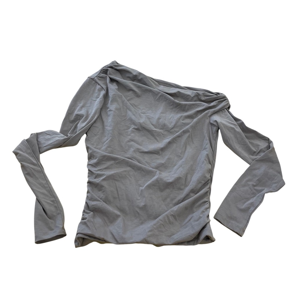 Abercrombie & Fitch Modal Blend Ruched Off Shoulder Top Light Brown XS Long I07
